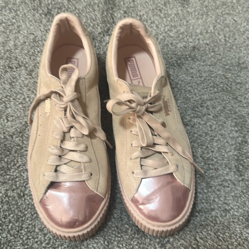 PUMA suede platform ROSE GOLD womens sneakers Sz 9.5